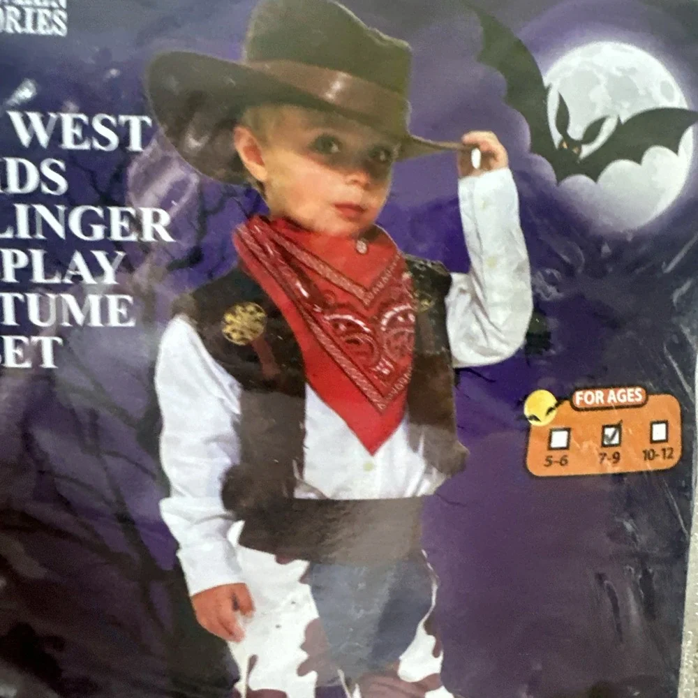 Halloween‎ Accessories ~ Kids Wild West  Costume Dress Up Set ~ Ages 7-9 ~ New